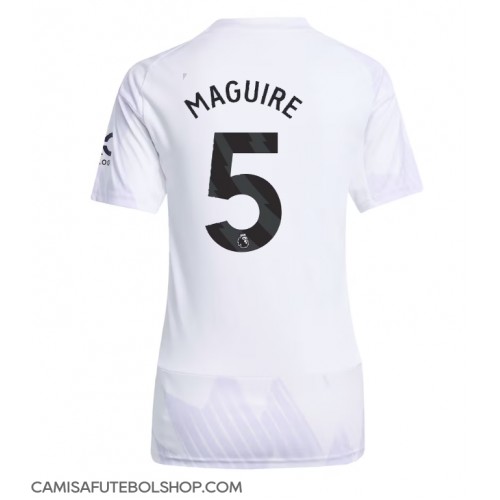Camisa de time de futebol Manchester United Harry Maguire #5 Replicas 2º Equipamento Feminina 2025-26 Manga Curta